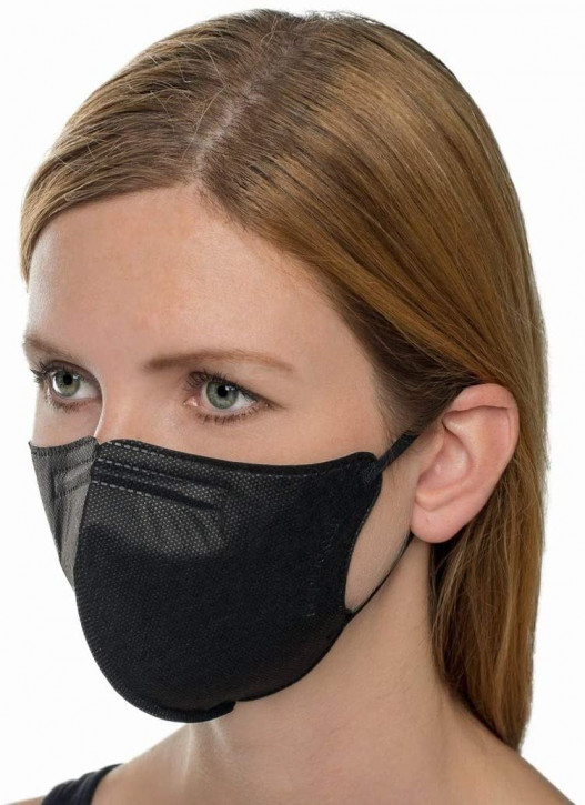 FFP 2 mask with elastic ear loops, CE certified, black